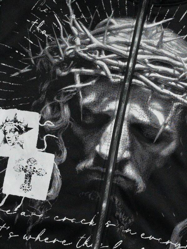 Moletom Jesus Crown Estilo Gothic Streetwear Térmico