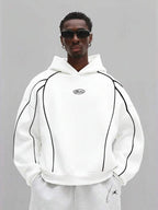 Moletom Oversized Com Recortes Estilo Streetwear Futurista