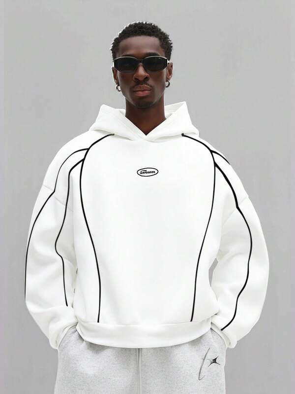 Moletom Oversized Com Recortes Estilo Streetwear Futurista