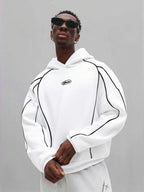 Moletom Oversized Com Recortes Estilo Streetwear Futurista
