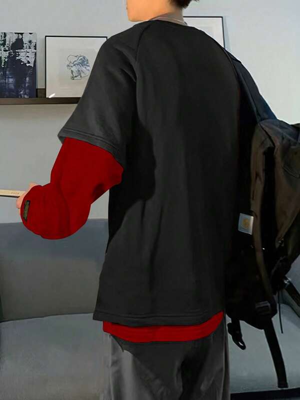 Moletom Oversized Bicolor Estilo Streetwear Minimalista