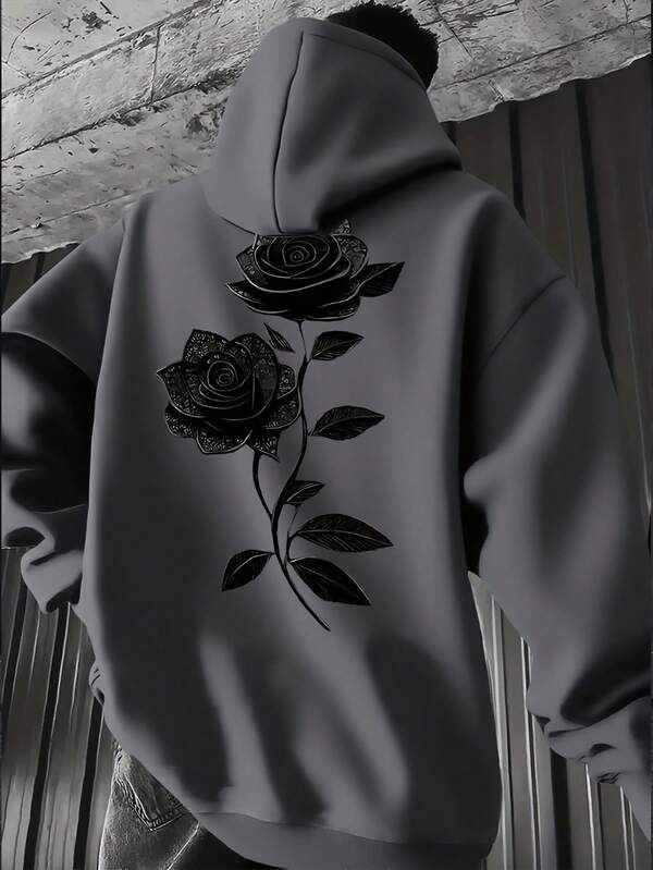 Moletom Oversized Rosas Dark Estilo Gothic Streetwear