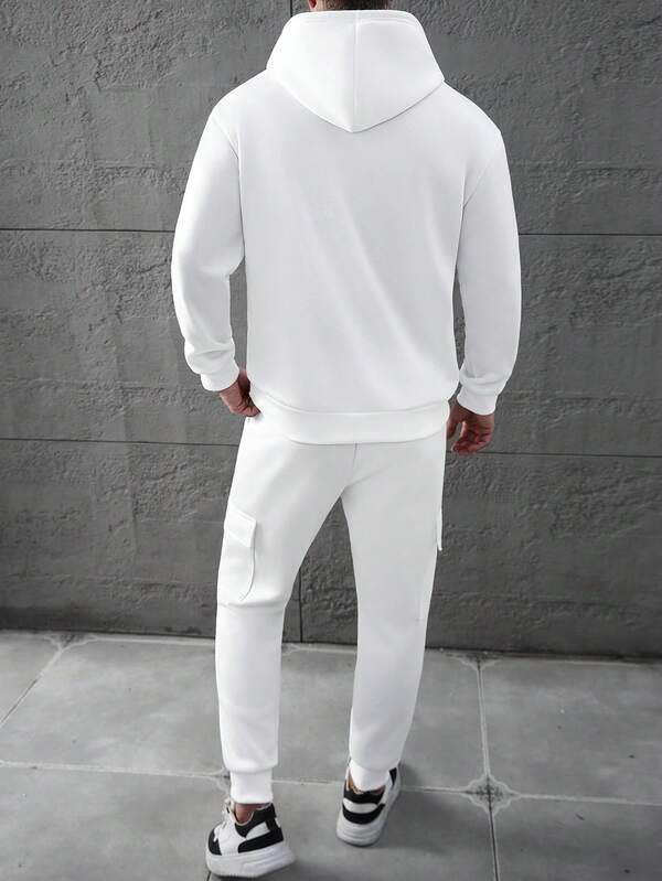 Conjunto Moletom Hoodie Com Bolso Cargo Minimalista