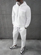 Conjunto Moletom Hoodie Com Bolso Cargo Minimalista