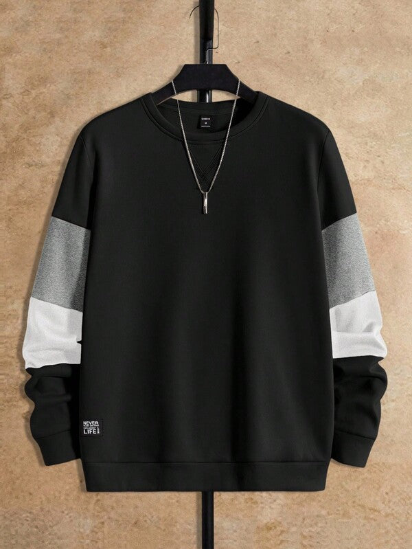 Moletom Masculino Casual Com Recortes Minimalista Urbano