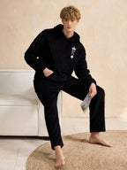 Conjunto Moletom Plush Com Capuz Casual Inverno