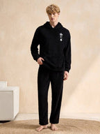 Conjunto Moletom Plush Com Capuz Casual Inverno