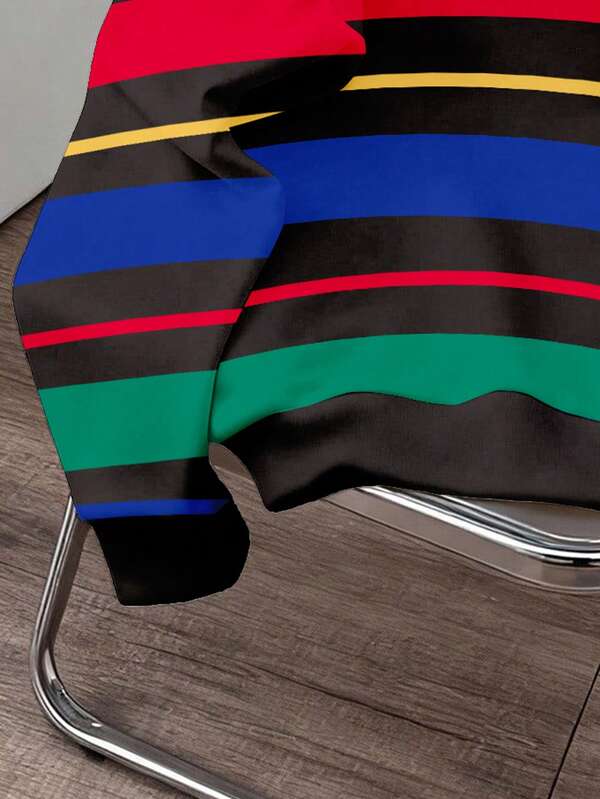 Moletom Listrado Oversized Estilo Casual College Urbano
