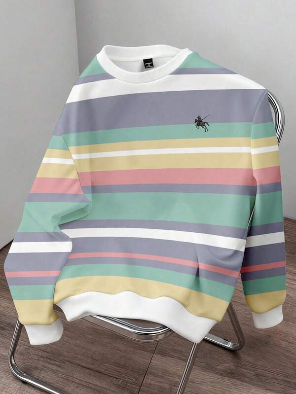 Moletom Listrado Oversized Estilo Casual College Urbano