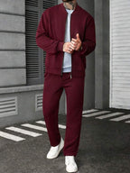 Conjunto Moletom Com Jaqueta Bomber Estilo Minimalista