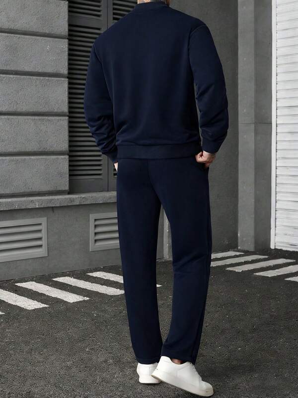 Conjunto Moletom Com Jaqueta Bomber Estilo Minimalista