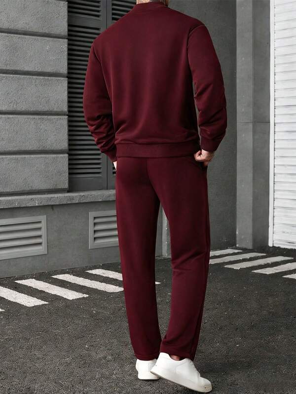 Conjunto Moletom Com Jaqueta Bomber Estilo Minimalista