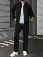 Conjunto Moletom Com Jaqueta Bomber Estilo Minimalista