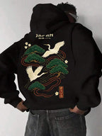 Moletom Japonês Garças Bordado Estilo Oriental Streetwear
