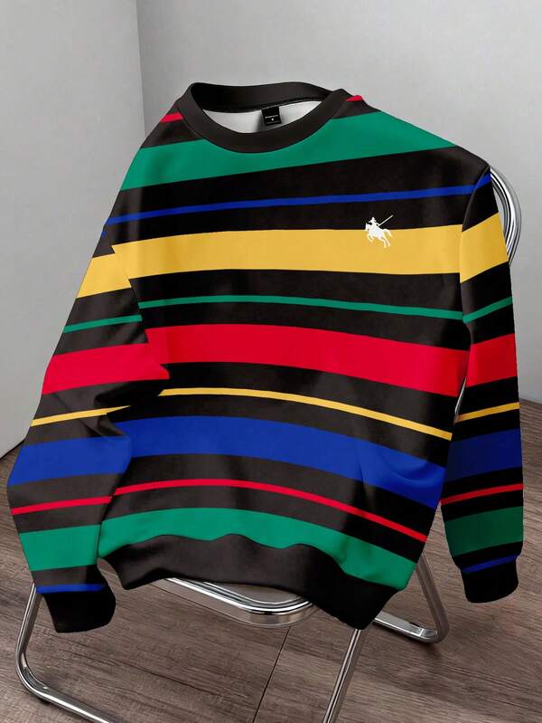 Moletom Listrado Oversized Estilo Casual College Urbano