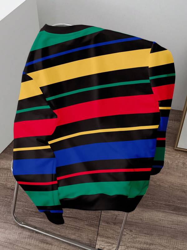 Moletom Listrado Oversized Estilo Casual College Urbano