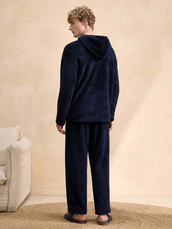 Conjunto Moletom Plush Com Capuz Estilo Comfy Inverno