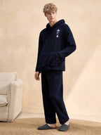 Conjunto Moletom Plush Com Capuz Estilo Comfy Inverno