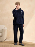 Conjunto Moletom Plush Com Capuz Estilo Comfy Inverno
