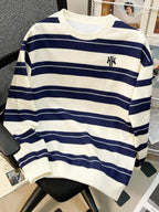 Moletom Listrado Oversized Estilo Casual College Urbano