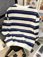 Moletom Listrado Oversized Estilo Casual College Urbano