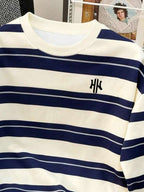 Moletom Listrado Oversized Estilo Casual College Urbano