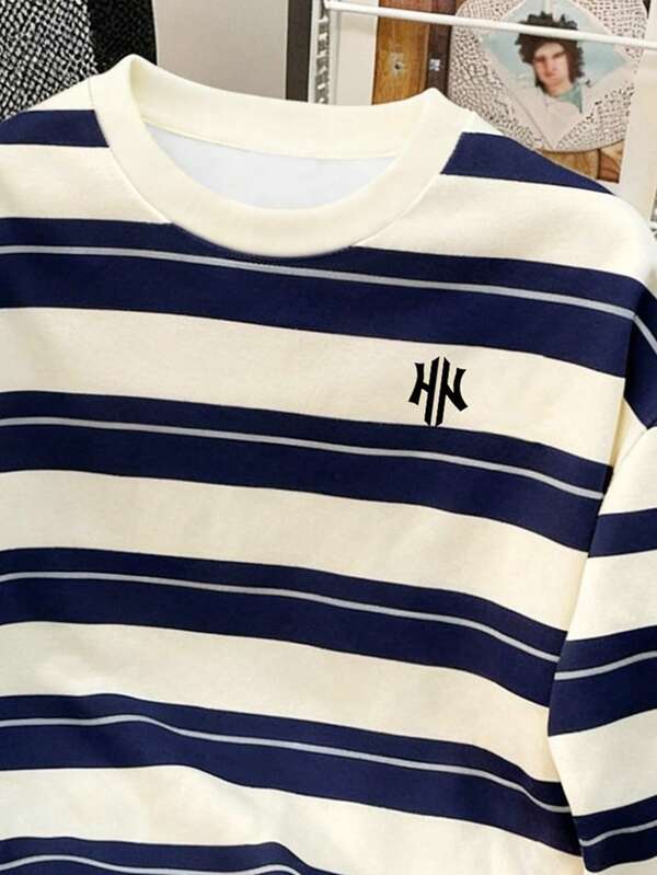 Moletom Listrado Oversized Estilo Casual College Urbano