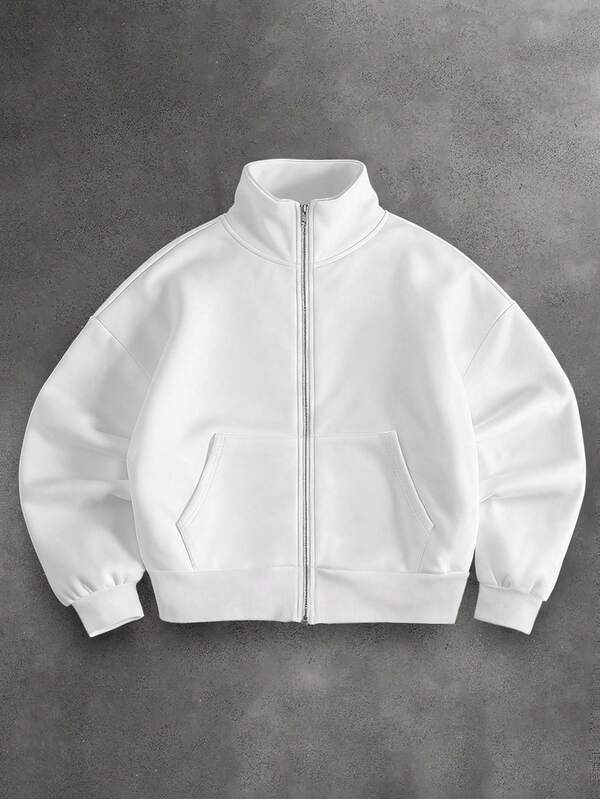 Moletom Masculino Aberto Gola Alta Casual Oversized Moderno