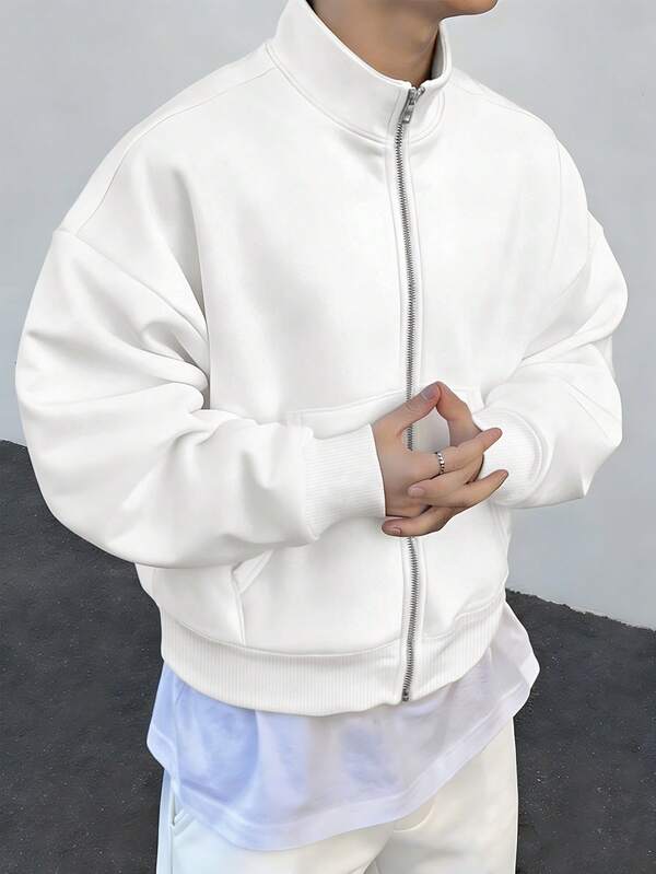 Moletom Masculino Aberto Gola Alta Casual Oversized Moderno