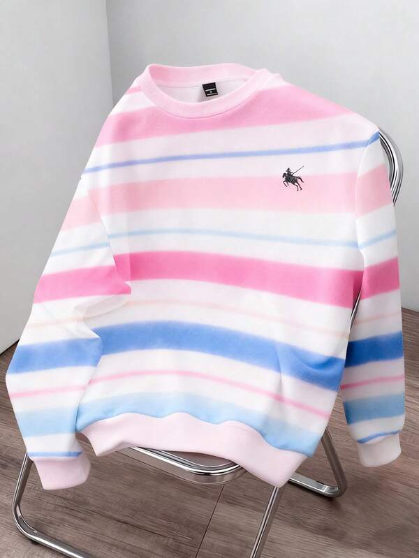 Moletom Listrado Oversized Estilo Casual College Urbano