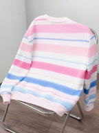 Moletom Listrado Oversized Estilo Casual College Urbano