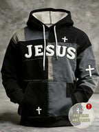 Moletom Patchwork Cruz Bordada Estilo Vintage Streetwear