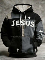 Moletom Patchwork Cruz Bordada Estilo Vintage Streetwear