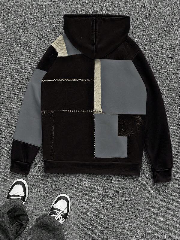 Moletom Patchwork Cruz Bordada Estilo Vintage Streetwear