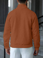 Suéter Masculino Trançado Gola Alta Com Ziper Casual Elegante
