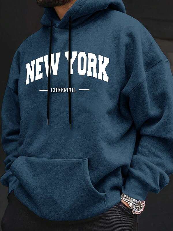 Moletom Oversized New York Com Capuz Estilo Streetwear