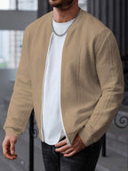 Jaqueta Masculina Texturizada Com Ziper Casual Moderna