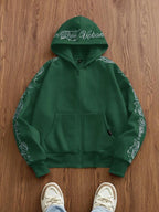 Moletom Oversized Com Zíper Estilo Streetwear Gothic Casual