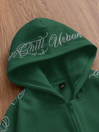 Moletom Oversized Com Zíper Estilo Streetwear Gothic Casual