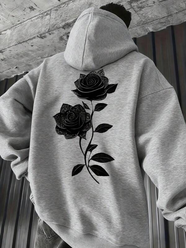 Moletom Oversized Rosas Dark Estilo Gothic Streetwear