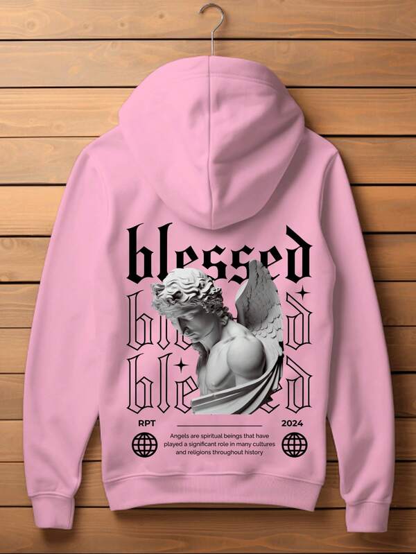 Moletom Oversized Blessed Angel Estilo Gothic Streetwear