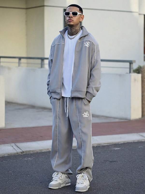 Conjunto Moletom Amplo Com Calça Reta Casual