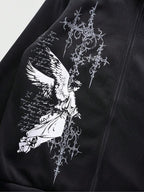Moletom Gothic Com Pelúcia E Capuz Estilo Dark Streetwear
