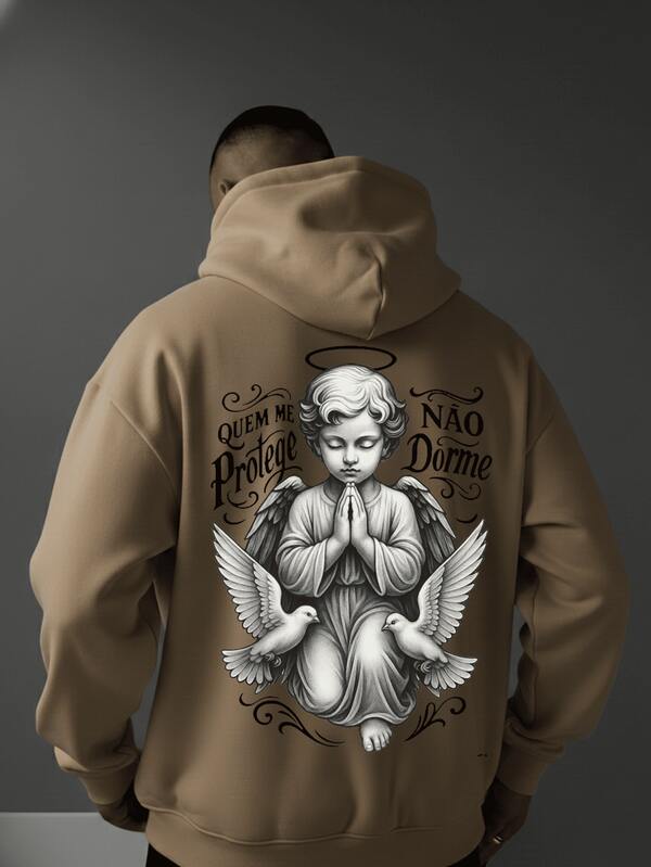 Moletom Anjo Quem Me Protege Estilo Gothic Streetwear