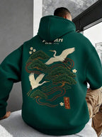 Moletom Japonês Garças Bordado Estilo Oriental Streetwear