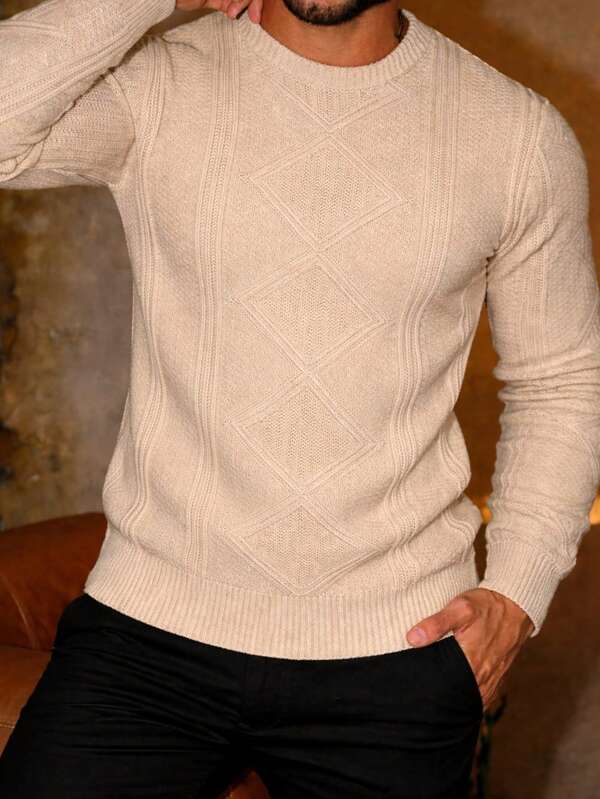 Suéter Masculino Tricot Texturizado Casual Moderno