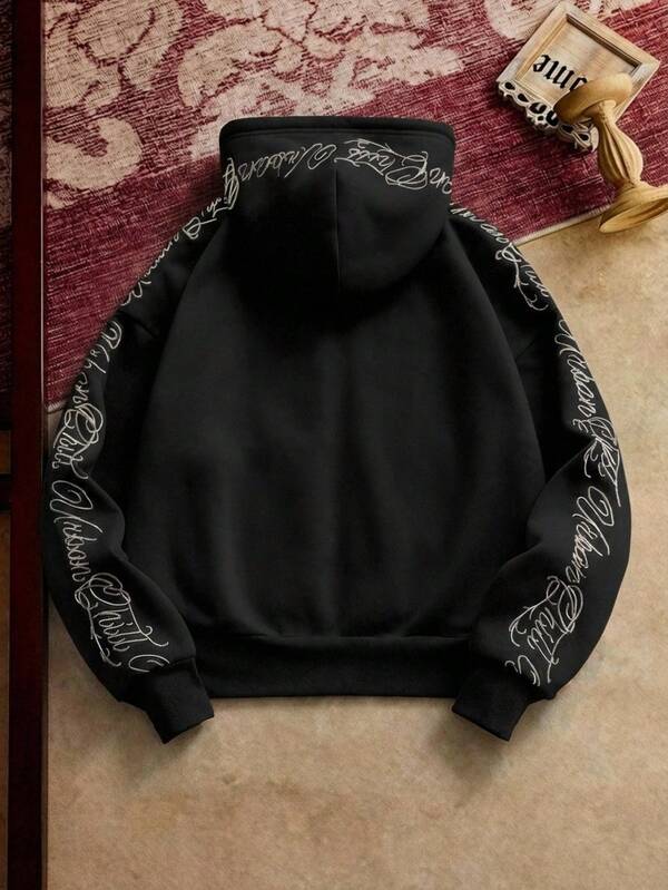 Moletom Oversized Com Zíper Estilo Streetwear Gothic Casual