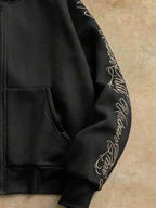 Moletom Oversized Com Zíper Estilo Streetwear Gothic Casual