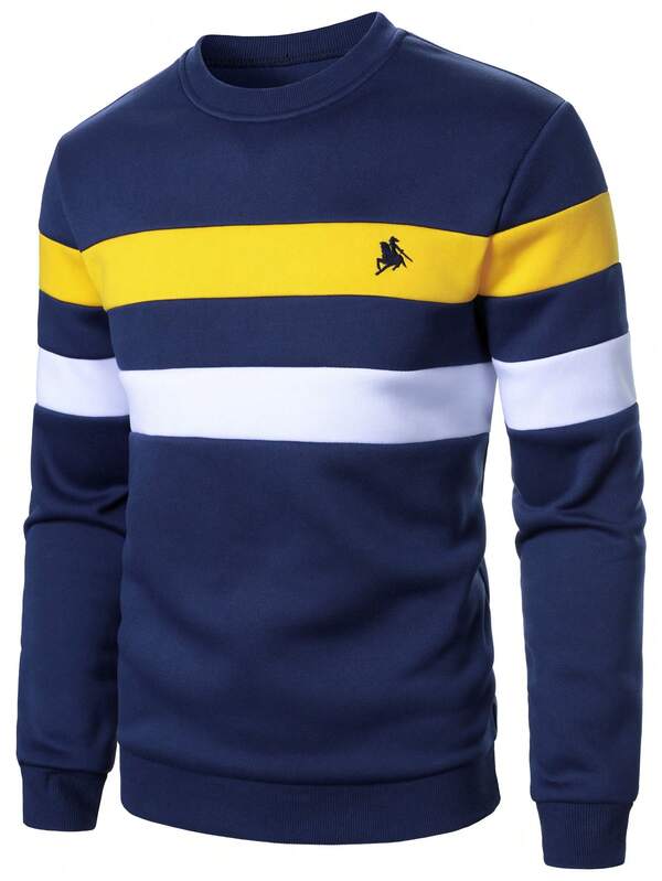 Moletom Masculino Listrado Gola Careca Casual Esportivo