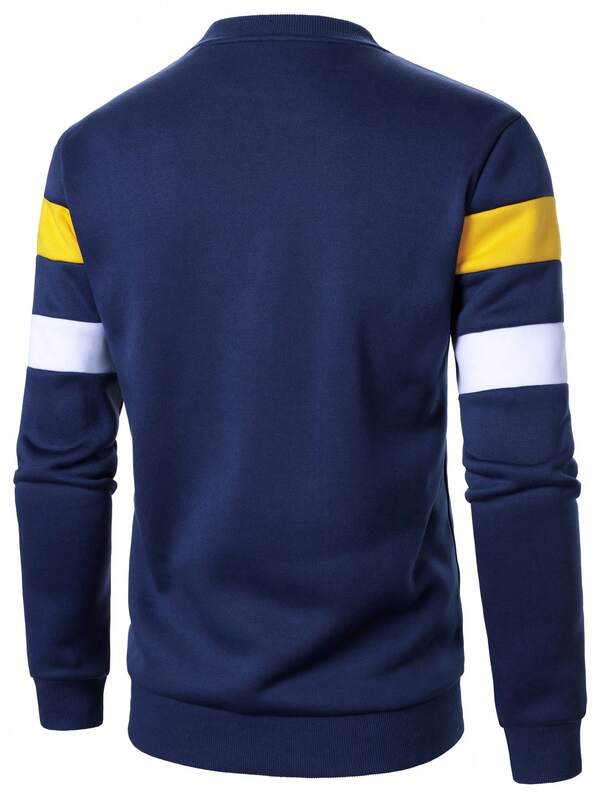 Moletom Masculino Listrado Gola Careca Casual Esportivo